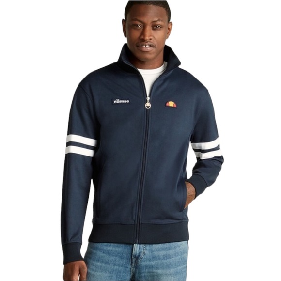 ELLESSE Roma Full Zip Track Jacket Sz M Blue Zip Up